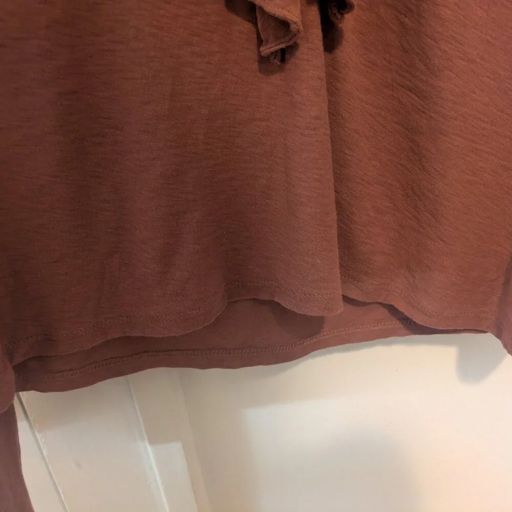 Nation LTD Burnt Orange Lalita Ruffled Neckline Long Sleeve Tee - Picture 7 of 12
